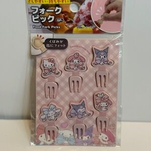 Sanrio Characters Food Fork Picks (6pc) - Hello Kitty, My Melody, Kuromi Bento B